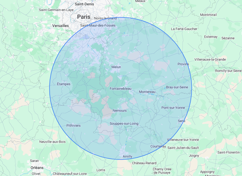 Map de la zone de service